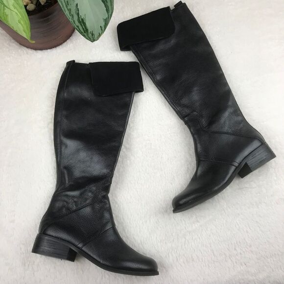 Nine West Black Noriko Leather Riding Boot - Picture 1 of 8
